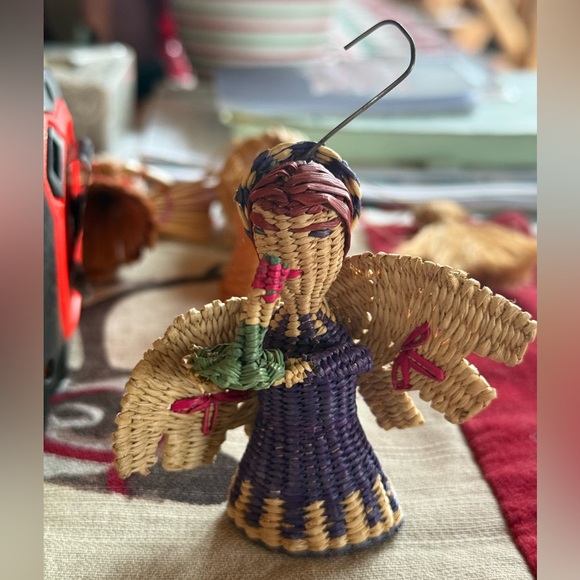 VTG Handmade Reed/Wicker Straw Angel Ornament South American Mexican - Picture 2 of 3